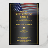 USA Flag Gold Foil Luxe Black Uitnodiging (Voorkant)
