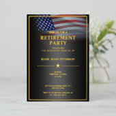 USA Flag Gold Foil Luxe Black Uitnodiging (Staand Voorkant)