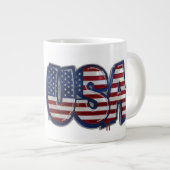 USA Flag Graffity Personalized Text Grote Koffiekop (Voorkant rechts)