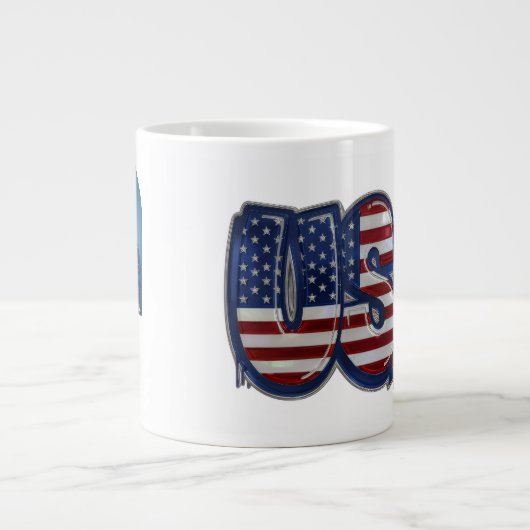 USA Flag Graffity Personalized Text Grote Koffiekop (Voorkant)
