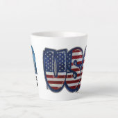 USA Flag Graffity Personalized Text Latte Mok (Voorkant)