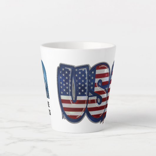 USA Flag Graffity Personalized Text Latte Mok (Voorkant)