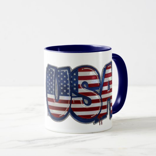 USA Flag Graffity Personalized Text Mok (Voorkant rechts)