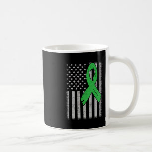 USA Flag Green Family Ribbon Kidney Disease Aware Koffiemok