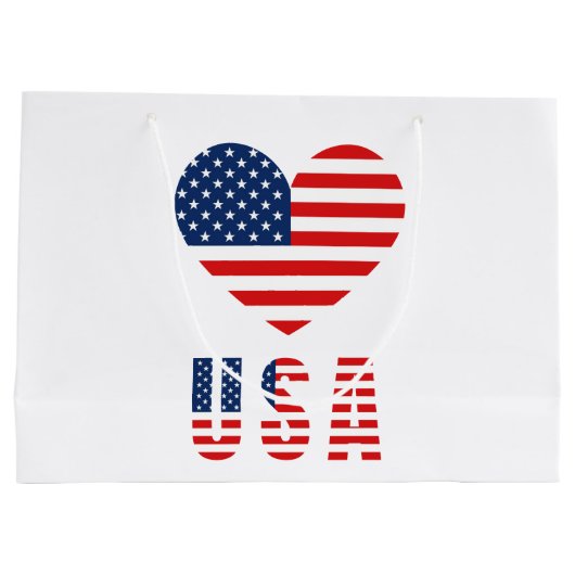 USA Flag Hart Grote Gift Bag voor Patriottische Ge Groot Cadeauzakje (Achterkant)
