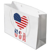 USA Flag Hart Grote Gift Bag voor Patriottische Ge Groot Cadeauzakje (Achterkant Gekanteld)