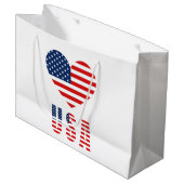 USA Flag Hart Grote Gift Bag voor Patriottische Ge Groot Cadeauzakje (Voorkant Gekanteld)