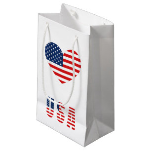 USA Flag Hart Kleine Gift Bag voor Patriottische G Klein Cadeauzakje