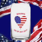 USA Flag Heart Funky Personalized Blikvorm Glas