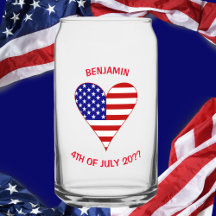 USA Flag Heart Funky Personalized