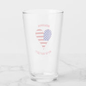 USA Flag Heart Funky Personalized Glas (Achterkant)