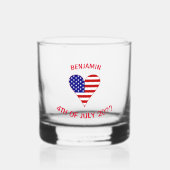 USA Flag Heart Funky Personalized Whisky Glas (Voorkant)