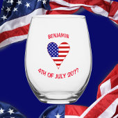 USA Flag Heart Funky Personalized Wijnglas Zonder Voet