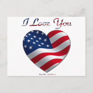 USA Flag Heart I Love You Briefkaart