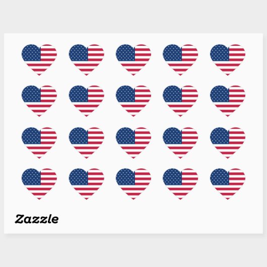 USA Flag Heart Sticker (Vel)