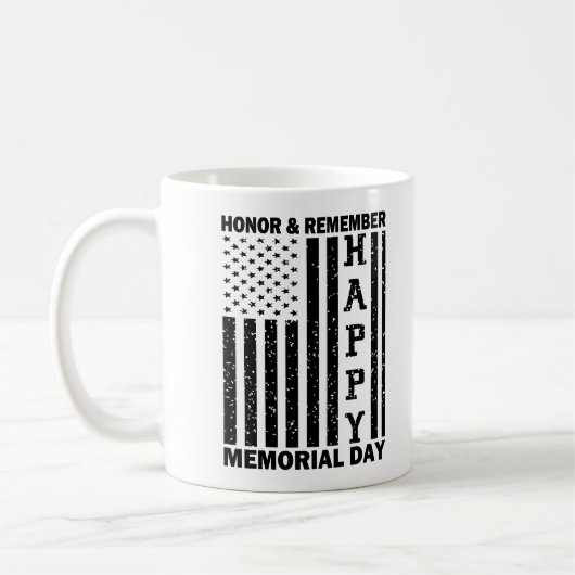 USA Flag Honor Herinner Happy Memorial Day Grappig Koffiemok (Links)