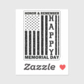 USA Flag Honor Herinner Happy Memorial Day Grappig Sticker (Vel)