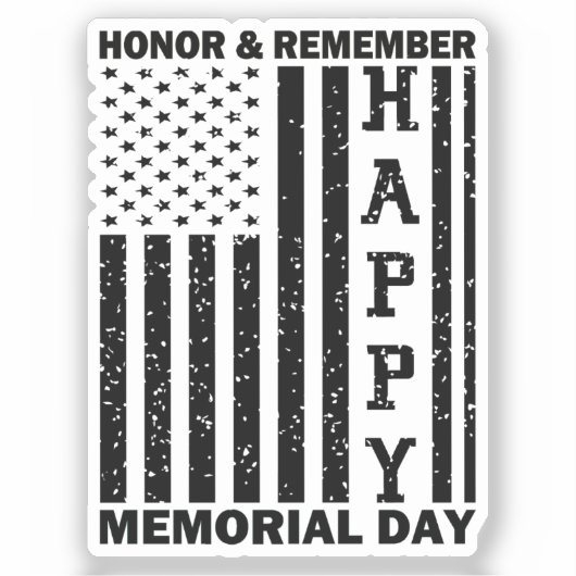 USA Flag Honor Herinner Happy Memorial Day Grappig Sticker (Voorkant)