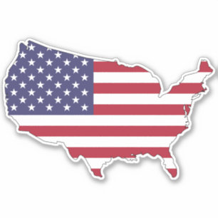 USA Flag Kaart Rood Blauw Strepen Sticker
