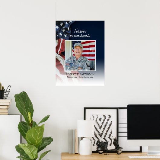 USA Flag Life Celebration Foto Downloaden Uitvaart Poster (Thuiskantoor)
