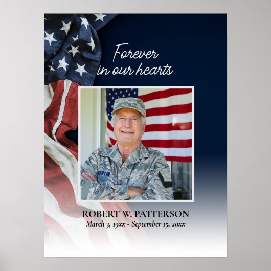 USA Flag Life Celebration Foto Downloaden Uitvaart Poster (Voorkant)