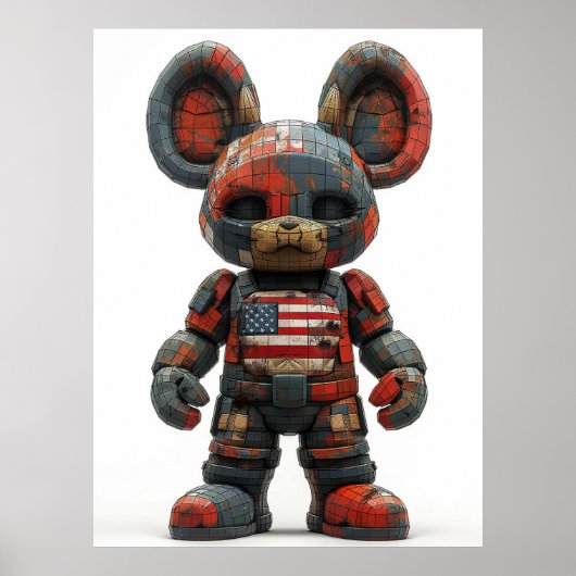 USA Flag Mascot — Modern Patriotic Wall Art Poster (Voorkant)