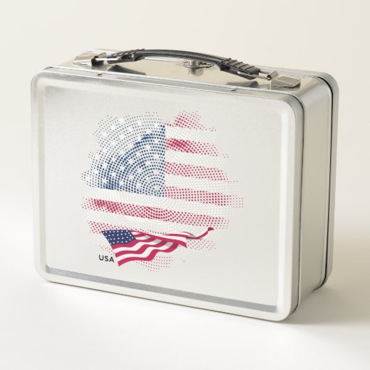 USA flag Metal Lunch Box (Achterkant)