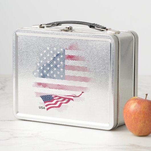 USA flag Metal Lunch Box (In situ)