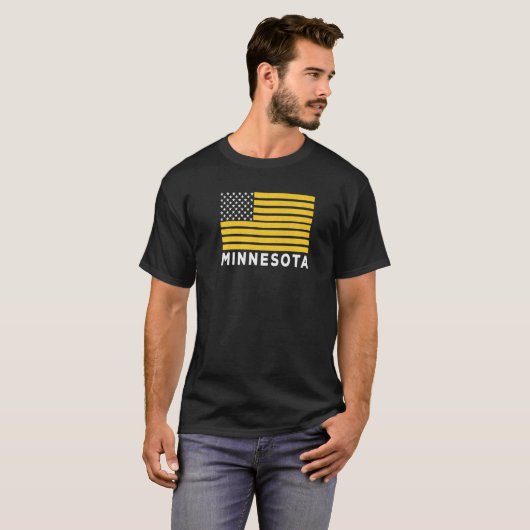 USA Flag Minnesota Purple & Yellow Minnesota Ameri T-shirt (Voorkant volledig)