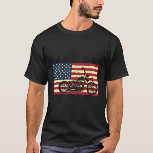 USA Flag  Motorcycle Gift Design voor bikers T-shirt (Voorkant)