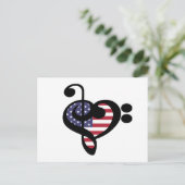 USA Flag Music Heart - American Pride Musician Briefkaart (Staand voorkant)