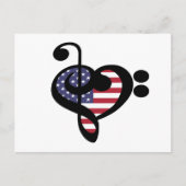 USA Flag Music Heart - American Pride Musician Briefkaart (Voorkant)
