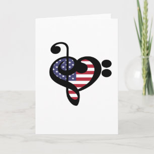 USA Flag Music Heart - American Pride Musician Kaart
