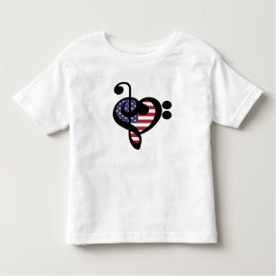 USA Flag Music Heart - American Pride Musician Kinder Shirts