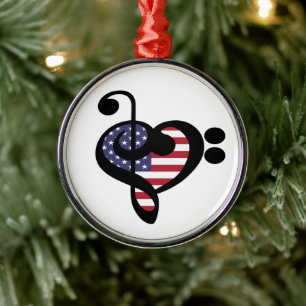 USA Flag Music Heart - American Pride Musician Metalen Ornament