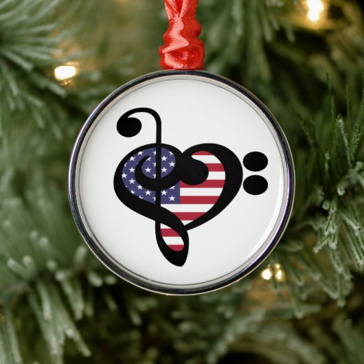 USA Flag Music Heart - American Pride Musician Metalen Ornament (Boom)