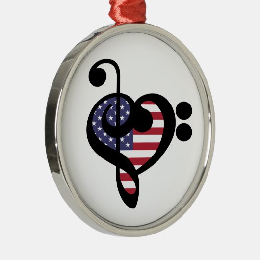 USA Flag Music Heart - American Pride Musician Metalen Ornament (Rechts)