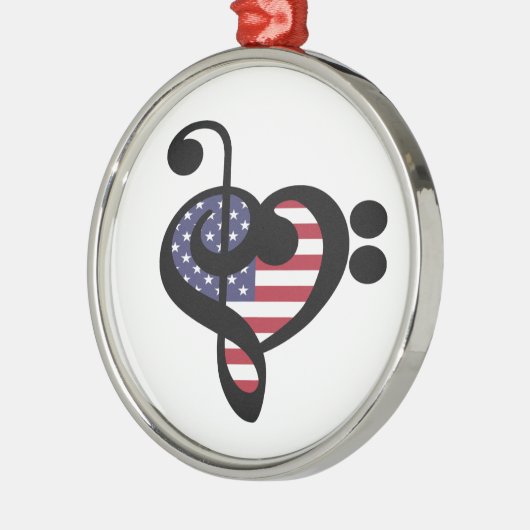 USA Flag Music Heart - American Pride Musician Metalen Ornament (Links)
