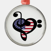 USA Flag Music Heart - American Pride Musician Metalen Ornament (Voorkant)