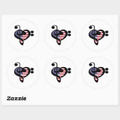 USA Flag Music Heart - American Pride Musician Ronde Sticker (Vel)