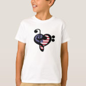 USA Flag Music Heart - American Pride Musician T-shirt (Voorkant)