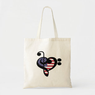 USA Flag Music Heart - American Pride Musician Tote Bag