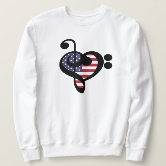 USA Flag Music Heart - American Pride Musician Trui (Design voorkant)