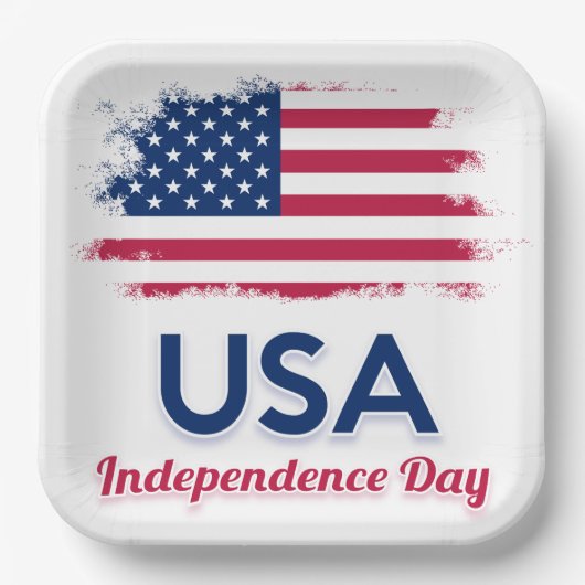 USA Flag Napkins Papieren Bordje (Voorkant)