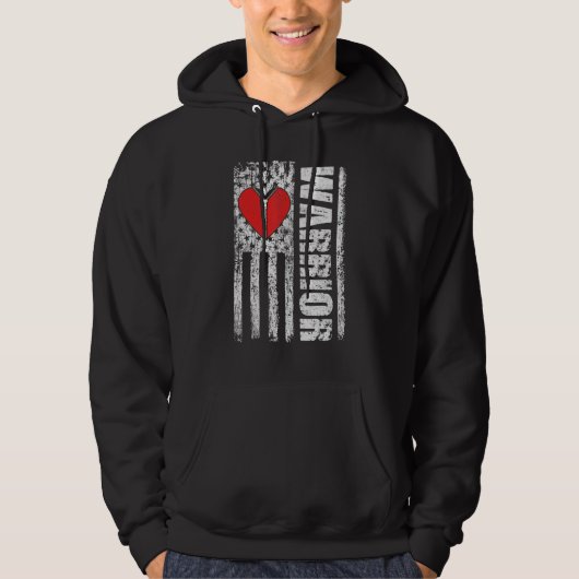 USA Flag Open Heart Surgery Recovery Distressed Hoodie (Voorkant)