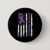 USA Flag Paarse lint Overdose Awareness Ronde Button 5,7 Cm (Voorkant)