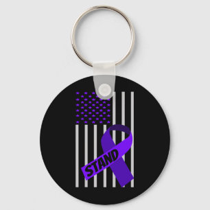 USA Flag paarse lint Panceratic Cancer Awareness Sleutelhanger