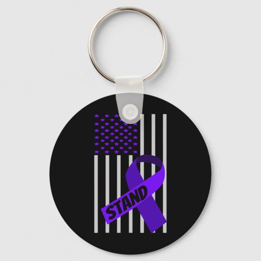 USA Flag paarse lint Panceratic Cancer Awareness Sleutelhanger (Voorkant)