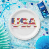 USA Flag Paper Borden Patriottisch Papieren Bordje (Feest)