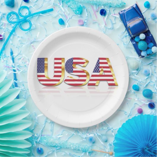 USA Flag Paper Borden Patriottisch Papieren Bordje (Feest)